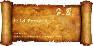 Hild Bertold névjegykártya